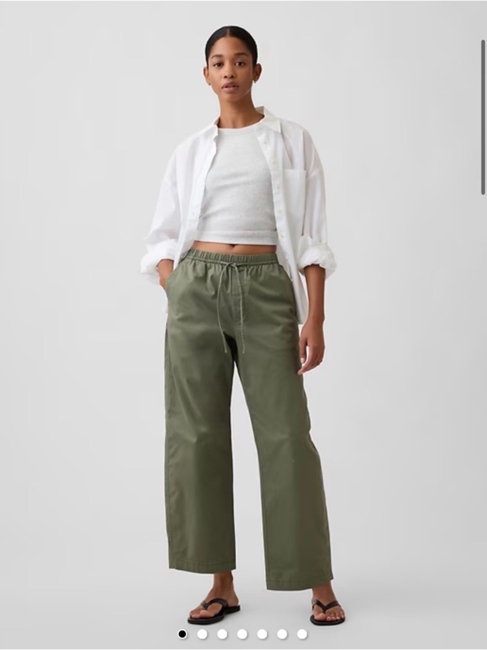 GAP Factory Olive Green Drawstring Wide-Leg Pants